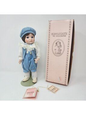 Kingstate Porcelain KEN Doll With Blue Outfit Lace Collar Hat & Box 11''